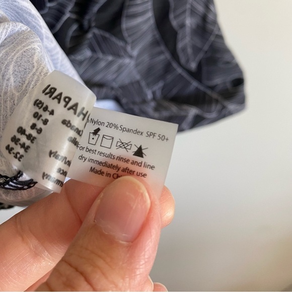 HAPARI Black & White Floral Leaf Sport Tankini Halter Tank Top Swimsuit Small - Picture 7 of 10